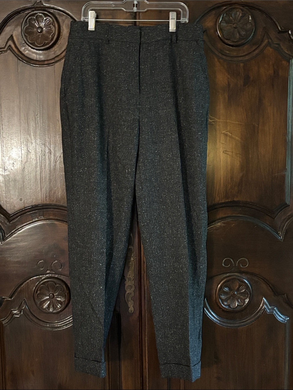 Pure Collection Dark Charcoal Wool-Blend Dress Pants